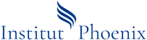 Logo - Institut Phoenix # Zwischen "Institut" und "Phoenix" ist die Phönix-Schwinge mit drei Wellenlinien in dunkelblau